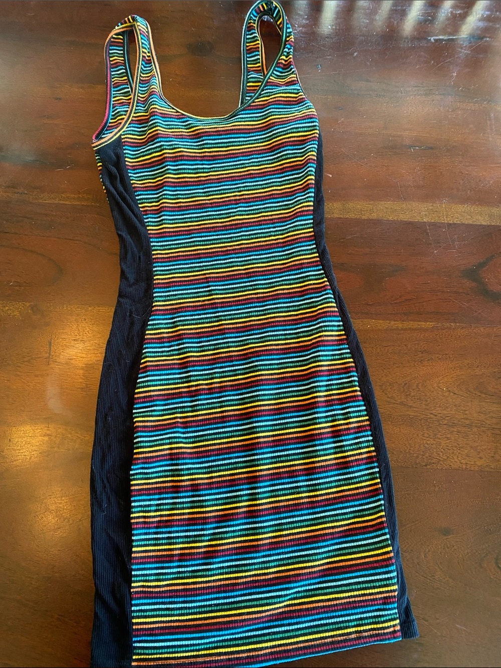 Better Be Multicolor Striped Scoop Mini Dress with Black Side Panels